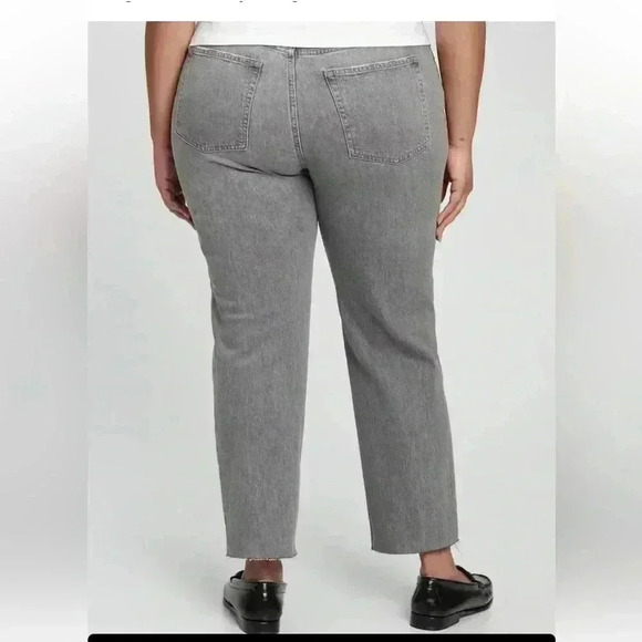 GAP Cheeky Straight High Rise Gray Button Fly Jeans 33 16 short fray raw hem - Picture 5 of 14